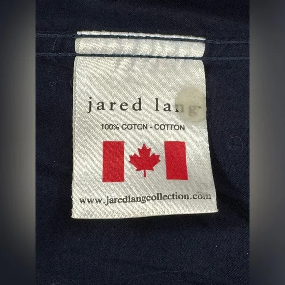 Jared Lang Button Down Navy Dress Shirt. Yellow Plaid Contrast Trim. Medium. - Picture 4 of 6